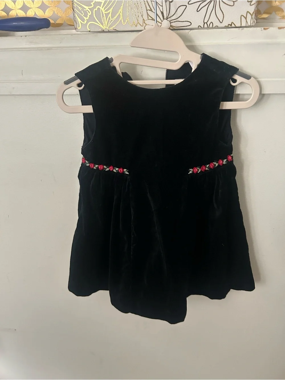 Gymboree Black Velvet Girls' Formal Dress with Red Rose Trim